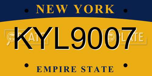 KYL9007 New York License Plate