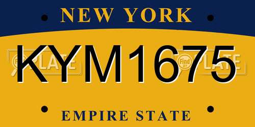 KYM1675 New York License Plate