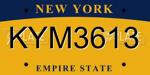 KYM3613 New York License Plate