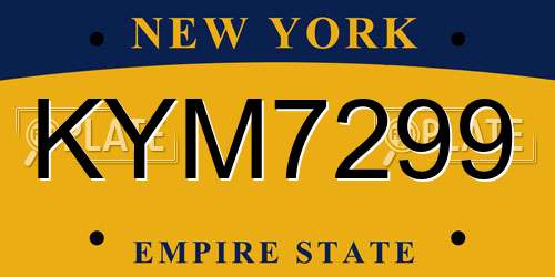 KYM7299 New York License Plate