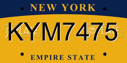 KYM7475 New York License Plate