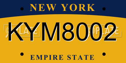 KYM8002 New York License Plate