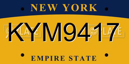 KYM9417 New York License Plate