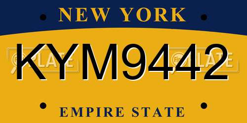 KYM9442 New York License Plate
