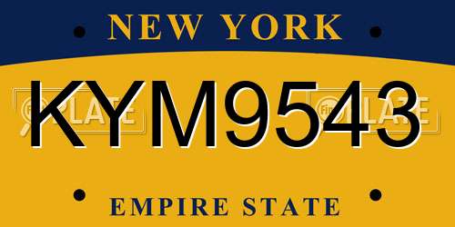 KYM9543 New York License Plate
