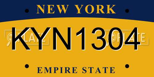 KYN1304 New York License Plate
