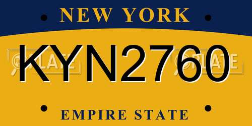 KYN2760 New York License Plate
