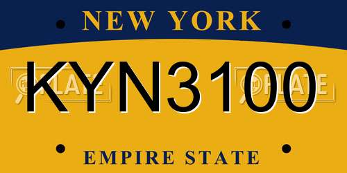 KYN3100 New York License Plate