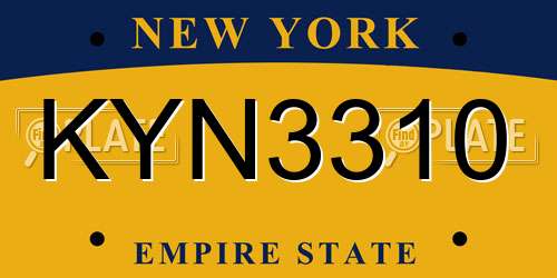 KYN3310 New York License Plate