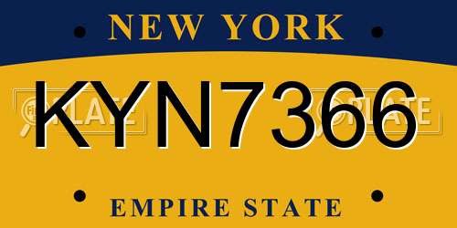 KYN7366 New York License Plate