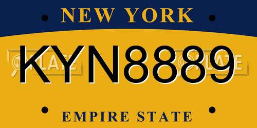KYN8889 New York License Plate