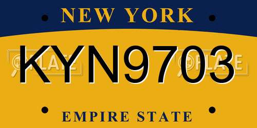 KYN9703 New York License Plate