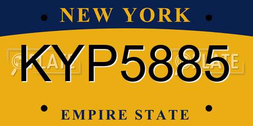 KYP5885 New York License Plate