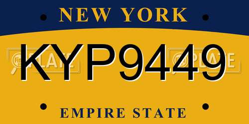 KYP9449 New York License Plate