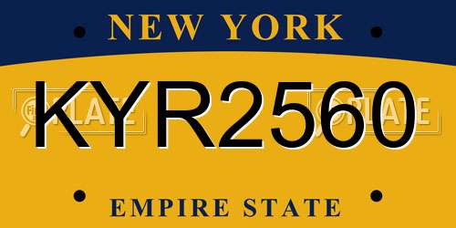 KYR2560 New York License Plate