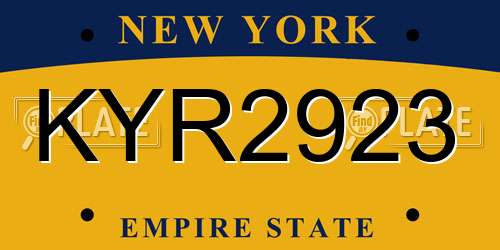 KYR2923 New York License Plate