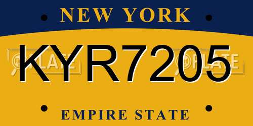 KYR7205 New York License Plate