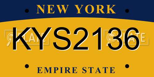KYS2136 New York License Plate