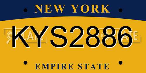KYS2886 New York License Plate