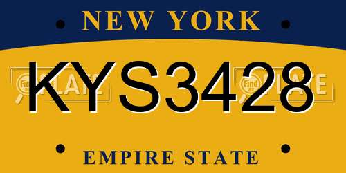 KYS3428 New York License Plate