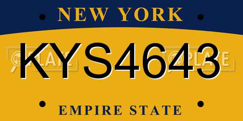 KYS4643 New York License Plate