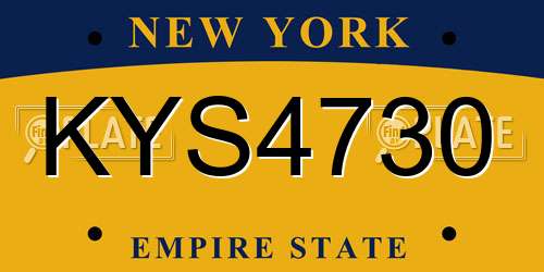 KYS4730 New York License Plate