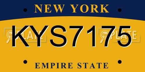 KYS7175 New York License Plate