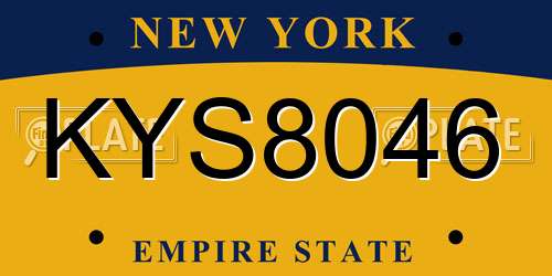 KYS8046 New York License Plate