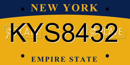 KYS8432 New York License Plate
