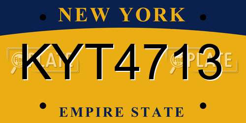 KYT4713 New York License Plate