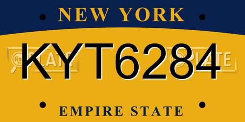 KYT6284 New York License Plate