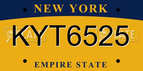 KYT6525 New York License Plate