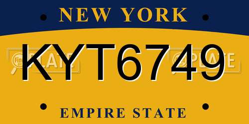 KYT6749 New York License Plate