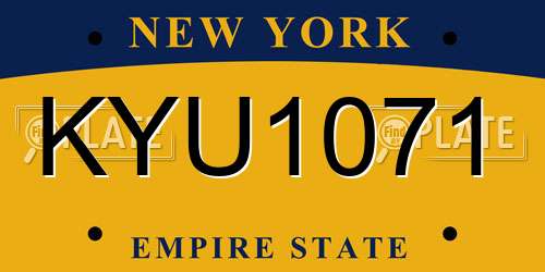 KYU1071 New York License Plate