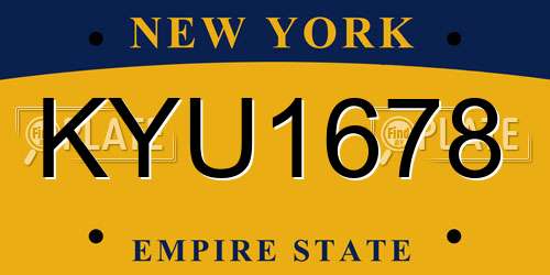 KYU1678 New York License Plate