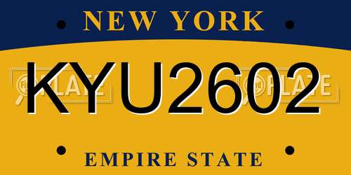 KYU2602 New York License Plate
