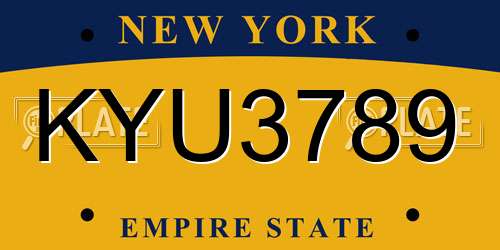 KYU3789 New York License Plate