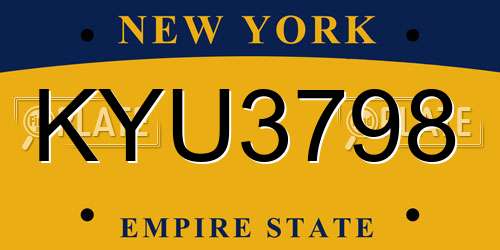 KYU3798 New York License Plate
