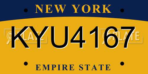 KYU4167 New York License Plate