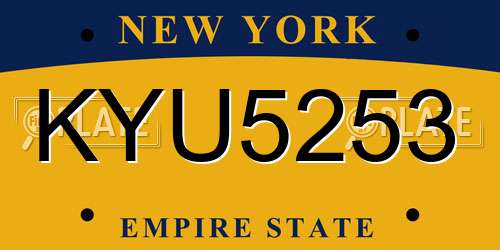 KYU5253 New York License Plate