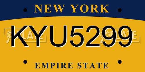 KYU5299 New York License Plate