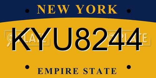 KYU8244 New York License Plate