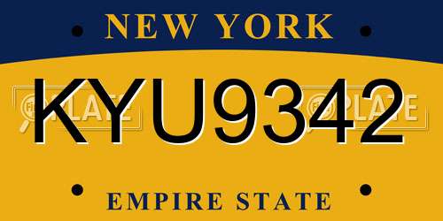 KYU9342 New York License Plate