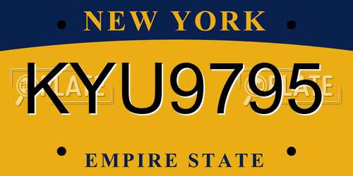 KYU9795 New York License Plate