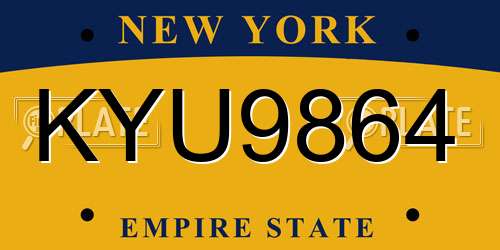 KYU9864 New York License Plate