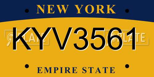 KYV3561 New York License Plate