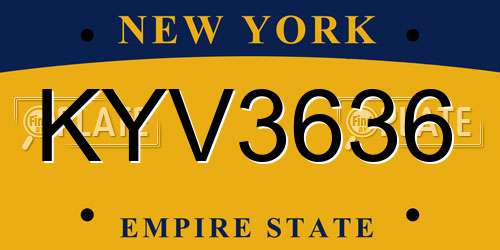 KYV3636 New York License Plate