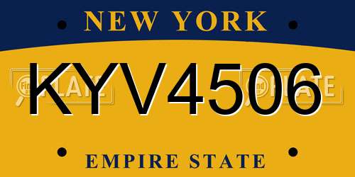 KYV4506 New York License Plate