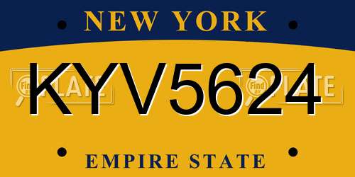 KYV5624 New York License Plate