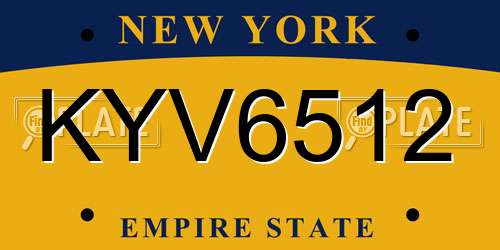 KYV6512 New York License Plate